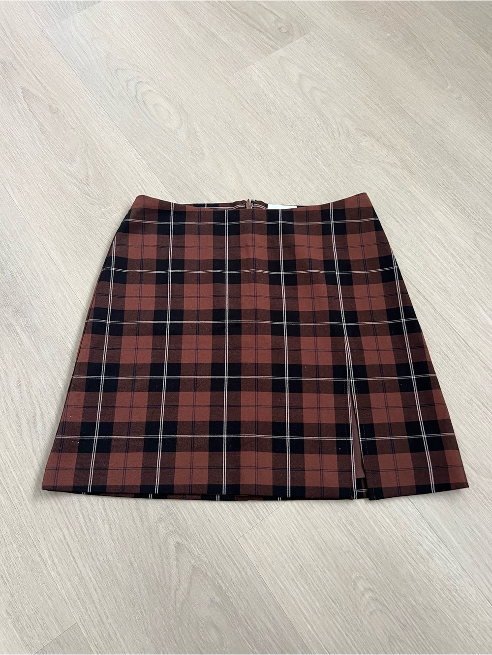 Aritzia Rust and Black Plaid Mini Skirt